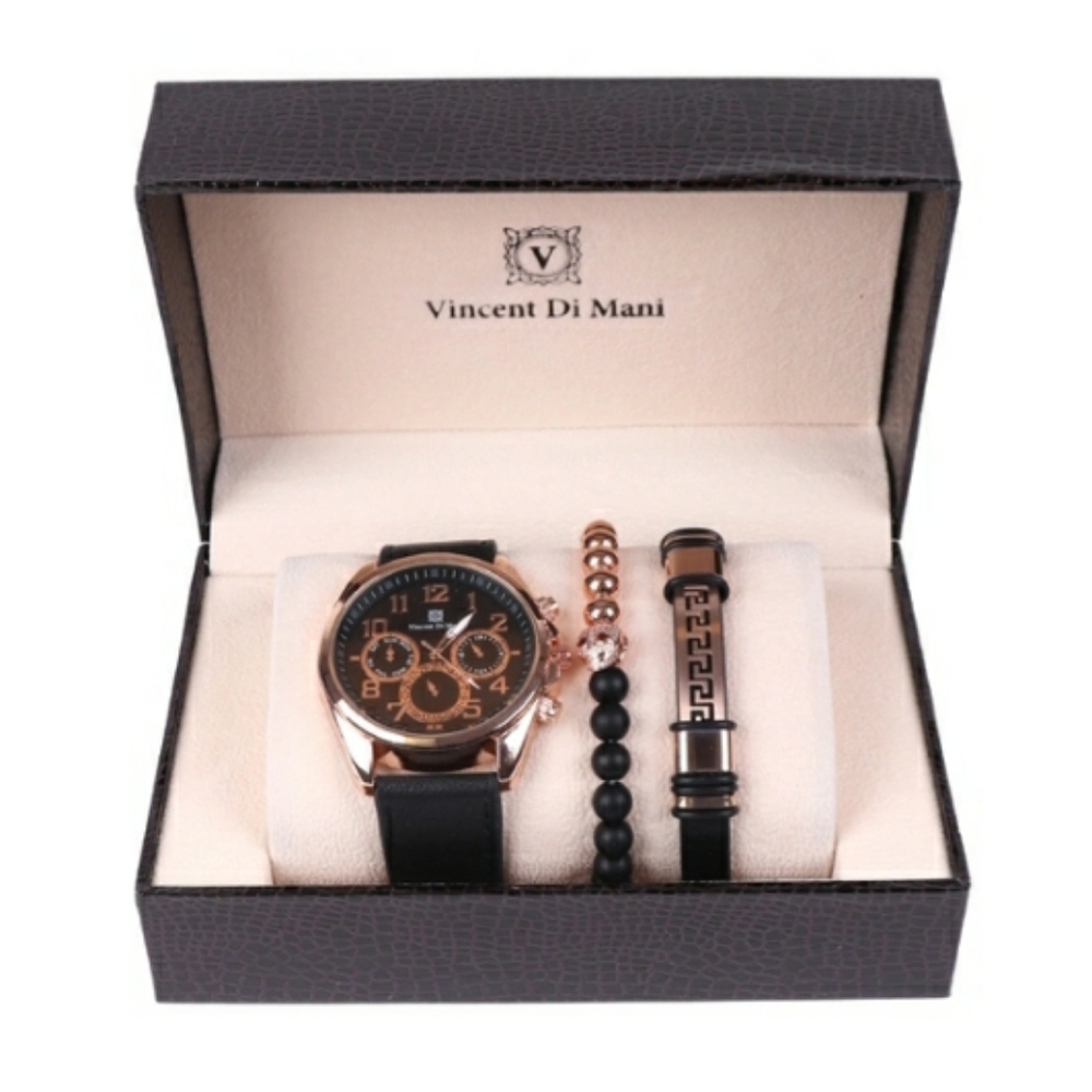 Men's Watch & Bracelets set brown